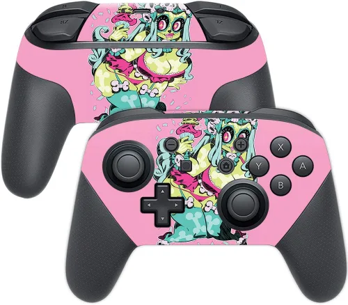 Vista 4 de MightySkins Skin compatible con Nintendo Switch Pro Controller - Alien Battle Funda protectora de vinilo duradera y única Fácil de aplicar