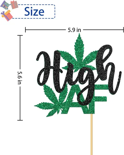 Vista 3 de Decoración para pastel de cumpleaños con temática de drogas, decoración de pastel de alta AF, decoración de fiesta de cumpleaños de marihuana 420