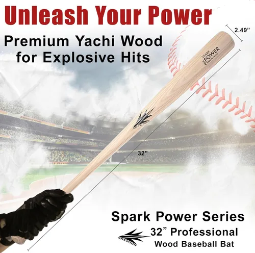 Vista 2 de Bate de béisbol Equipo de bateo de madera de fresno sin pintar Spark Power Hecho en Japón