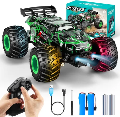 Vista 11 de Coche de control remoto, recargable 1:18 Rc, camión a control remoto todo terreno Azul
