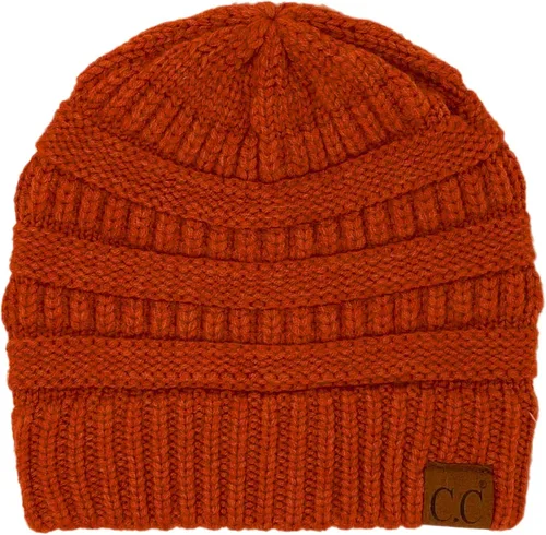 Vista 53 de CC Classic Winter Fall Trendy Chunky Stretchy Cable Knit Beanie Hat 2 tonos púrpura/azul marino