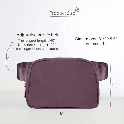 Vista 5 de ODODOS Minicangurera unisex con correa ajustable, para entrenamiento, correr, viajes o senderismo, Ciruela