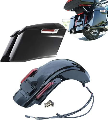 Vista 16 de TCMT Alforjas duras y forros para alfombra + luz LED para guardabarros traseros para Harley 2014-2024 Touring Road King Road Glide Street Glide