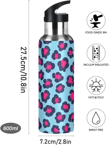 Vista 9 de Botella de agua deportiva sin BPA aislada de 32 onzas, botella de agua aislada de acero inoxidable con popote para gimnasio, viajes al aire libre