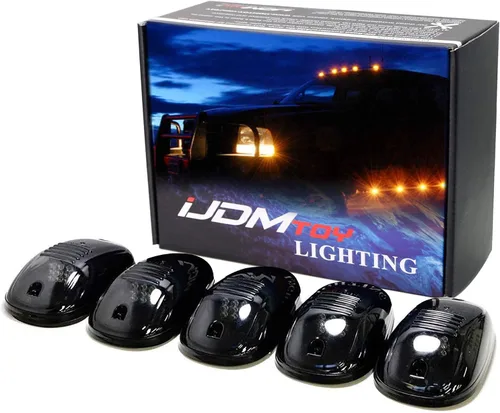Vista 12 de iJDMTOY 5 luces LED ámbar para techo de cabina compatibles con camiones SUV 4x4 (lámparas de lente transparente)