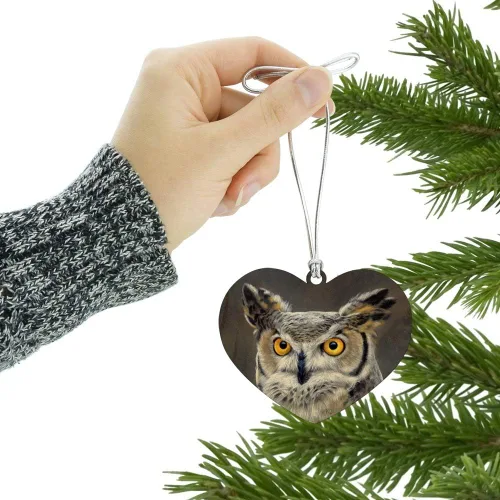 Vista 3 de Gráficos & More - Figura decorativa para árbol de Navidad, diseño de búho, diseño de corazón