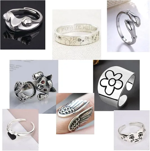Vista 6 de Aogrzun Juego de 16 anillos de rana chapados en plata fresca bonito juego de anillos abiertos anillos vintage a juego lindo y elegante serpiente