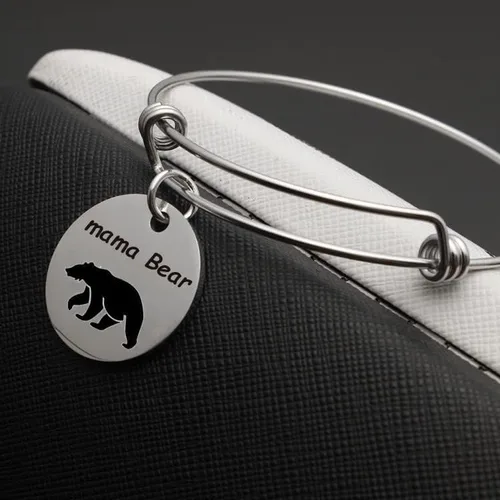 Vista 5 de Pulseras personalizadas para madre para mujer con 3 piedras natales y 3 nombres, pulseras grabadas personalizadas para mujeres, pulsera de mamá osa