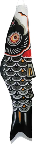 Vista 12 de En la brisa peces koi Windsock, 24 pulgadas, Negro