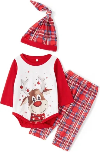 Vista 4 de Conjuntos de pijamas familiares de Navidad. Juego de pijamas iguales para bebes, adultos y niños, ropa de dormir de Navidad, juegos de pijamas