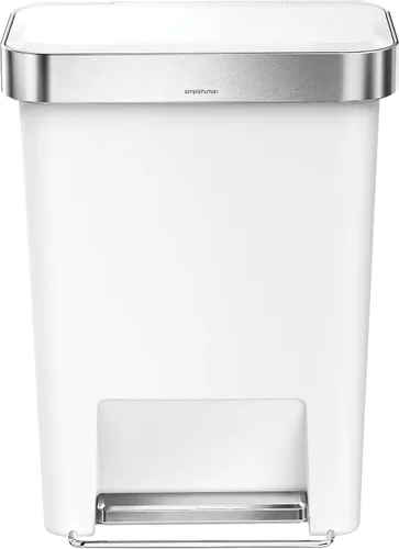 Vista 14 de Simplehuman Bote de basura con pedal híbrido, de 45 litros / 12 galones, rectangular para cocina, con base ancha y estable con pedal de acero