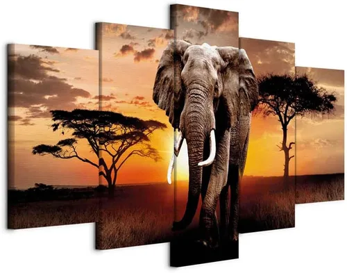Vista 19 de artgeist Lienzo acústico para pared, diseño de África, 40 x 20 pulgadas, 5 piezas con impresión de sonido de espuma acústica, sala de arte de África