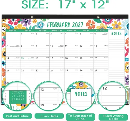Vista 6 de Calendario de escritorio 2026-2027 - julio de 2026 a diciembre de 2027, calendario de escritorio grande de 17 x 12 pulgadas, calendario de 18 meses
