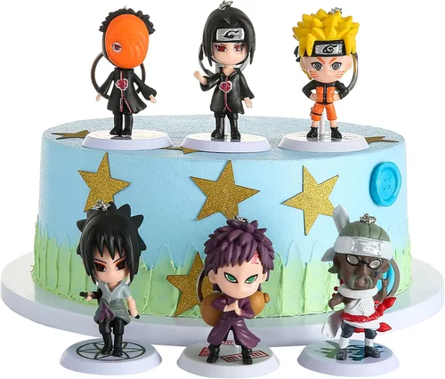 Vista 5 de Llavero de anime para decoración de tartas, figuras de acción, figuras de dibujos animados, decoración de fiesta, mini juguete, suministros