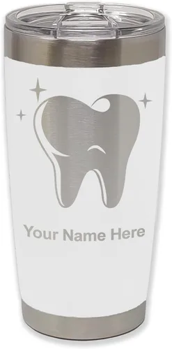 Vista 31 de LaserGram Vaso aislado al vacío de 20 onzas, con diente, grabado personalizado incluido (negro)