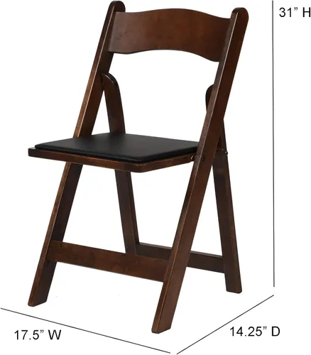 Vista 3 de Silla plegable acolchada de madera clásica americana