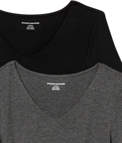 Vista 6 de Tienda Essentials Camiseta de maternidad de manga corta con cuello en V para mujer, paquete de 2