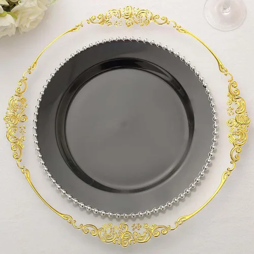 Vista 31 de Efavormart - Paquete de 10 platos de postre de plástico transparente rubor con borde de cuentas, platos redondos desechables para ensalada, 8