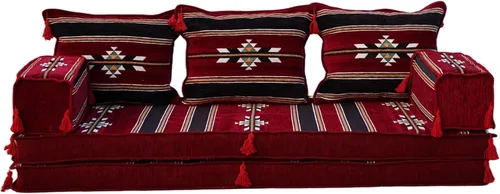 Vista 15 de arabicsofa Juego de sofá de piso árabe esquinero en forma de L - Asiento Majlis marroquí para sala de estar