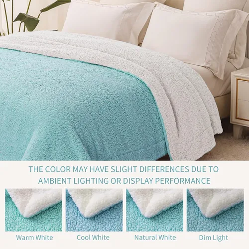 Vista 5 de Exclusivo Mezcla Manta reversible Sherpa para sofá, manta de forro polar gruesa y cálida para invierno, suave felpa esponjosa, 50 x 60 pulgadas