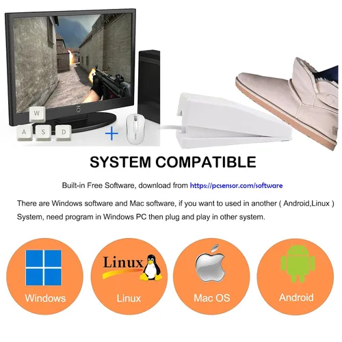 Vista 5 de iKKEGOL Pedal de pie USB mejorado con interruptor óptico, completamente silencioso, sin tacto, sonido de pulsación rápida, programable, para PC