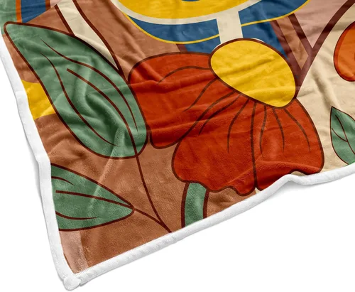 Vista 5 de Manta retro de los años 70 con diseño de hongos florales de mediados de siglo, manta de franela suave, ligera, regalos de felpa para mujeres