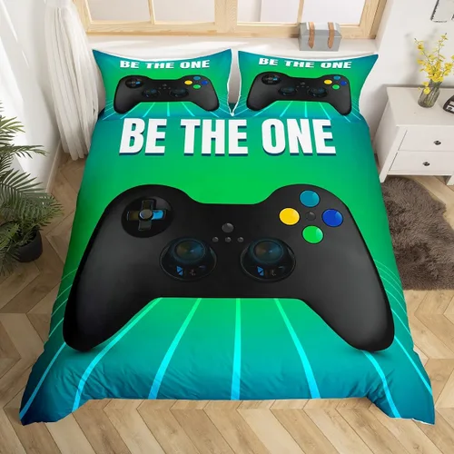Vista 12 de Erosebridal - Ropa de cama para adolescentes y niños, estampado de control de videojuegos, funda de edredón tamaño individual, 2 piezas con 1 funda