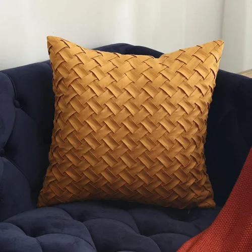 Vista 25 de vctops Funda de Almohada Decorativa con Patrón de Tejido de Canasta Boho, Gamuza Súper Suave, Funda de Cojín de Acento Cuadrada Sólida para Sillón