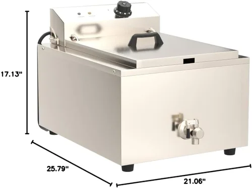 Vista 7 de 110V embudo poco profundo industrial torta freidora acero inoxidable monocilindro con 2 anillos