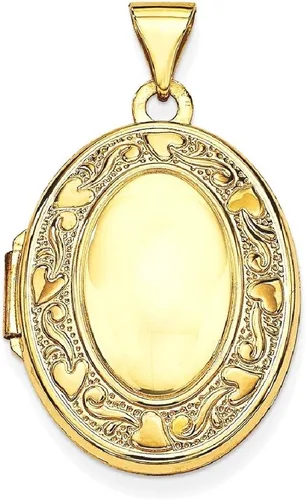Vista 9 de Colgante portafotos IceCarats de oro amarillo de 14quilates, ovalado, para mujer, para fotos, como regalo de San Valentín