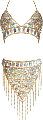 Vista 12 de Cadena corporal sexy para mujer Dorado