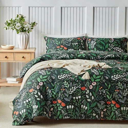 Vista 53 de Lekesky Funda de edredón reversible tamaño Queen, juego de funda de edredón tamaño Queen de 3 piezas, juego de ropa de cama de microfibra verde