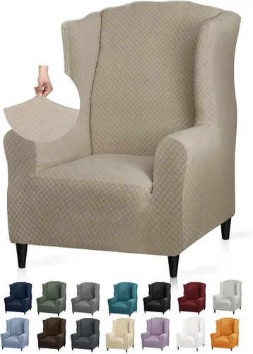 Vista 19 de YEMYHOM Funda elástica para silla con respaldo de 1 pieza con diseño jacquard más reciente, funda para silla con respaldo antideslizante, protector