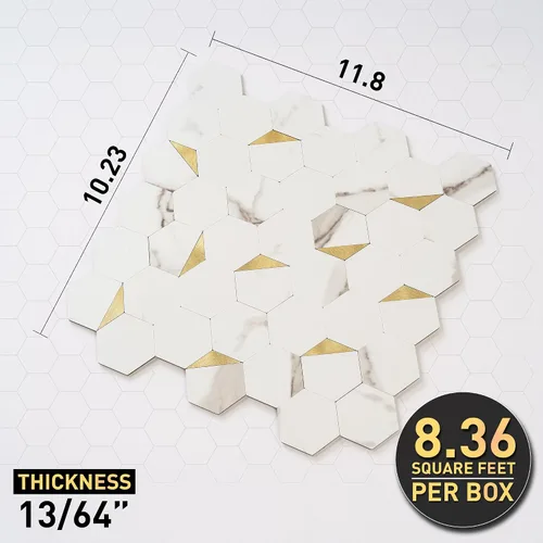 Vista 4 de Azulejo hexagonal para despegar y pegar (muestra de muestra: 5 x 4 pulgadas)