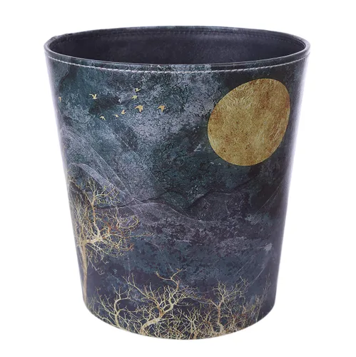 Vista 9 de Bote de basura, 10L/2.64 galones estilo británico, cubo de basura descubierto para el hogar (patrón de ancla de barco) - Patrón 1 Tipo de ancla