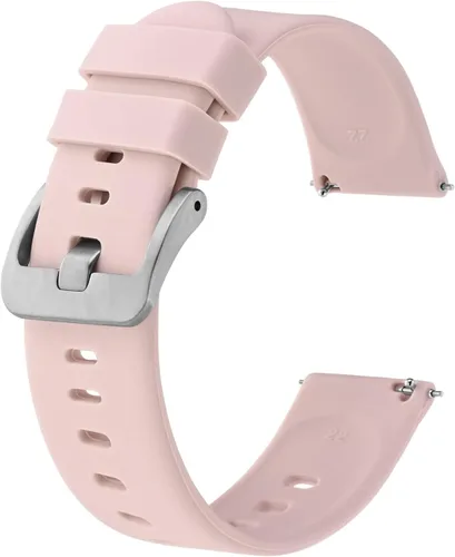 Vista 92 de BISONSTRAP Correas de reloj de silicona, correas de reloj delgadas con liberación rápida, 0.787 in, negro con hebilla negra