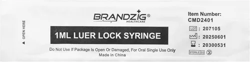 Vista 2 de Jeringa Luer Lock de 1ml (sin aguja) - Estéril, envuelta individualmente - Paquete de 100 - para uso profesional y personal