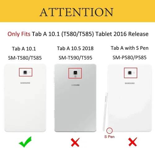 Vista 2 de Funda para Samsung Galaxy Tab A de 10.1 pulgadas 2016 Tablet (SM-T580/T585, versión sin bolígrafo), funda plegable delgada con función de encendido