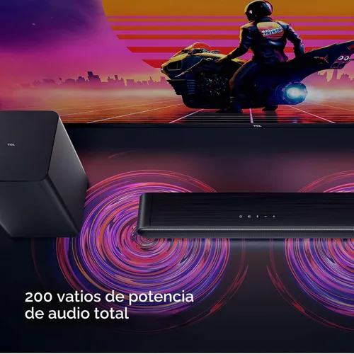 Vista 4 de TCL Barra de sonido de 2.1 canales con subwoofer inalámbrico (modelo S4210, modelo 2023), Dolby Audio, DTS Virtual:X, Bluetooth, entrada