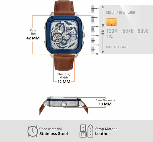 Vista 7 de Fossil Reloj analógico para hombre con esfera azul inscripción-ME3202