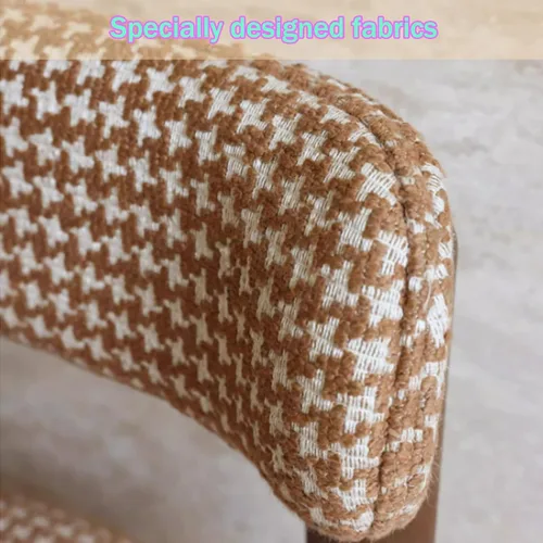 Vista 4 de Silla de cocina tapizada de lino, sillas de comedor retro con patas de madera, silla de asientos acolchados para comedor, dormitorio, sala de estar