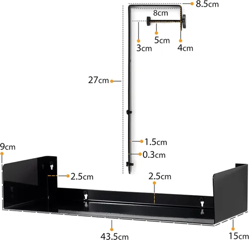 Vista 3 de Wallniture Bali - Estantería colgante para cubículo y organizador de escritorio de oficina en casa, negro, metal