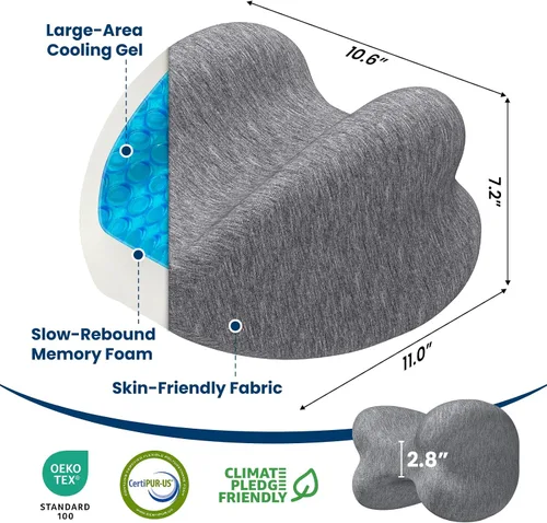 Vista 5 de Almohada de rodilla para personas que duermen de lado, almohada de espuma viscoelástica de gel refrescante para dormir de lado, en forma de corazón