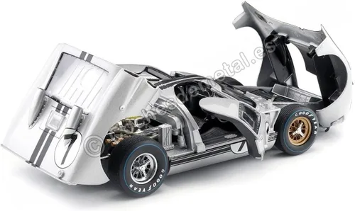 Vista 5 de SC404S 1966 Ford GT-40 MK 2 Plata No.7 1-18 Modelo de coche fundido a troquel