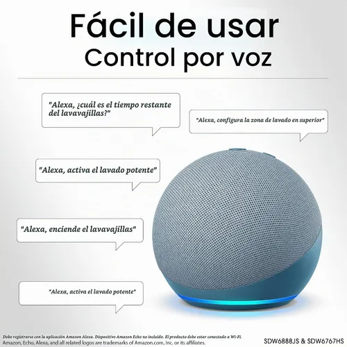 Vista 11 de Lavadora inteligente SHARP SDW6767HS. Funciona con Alexa. Incluye luces LED interiores, interior de acero inoxidable, secado con calor y asistencia