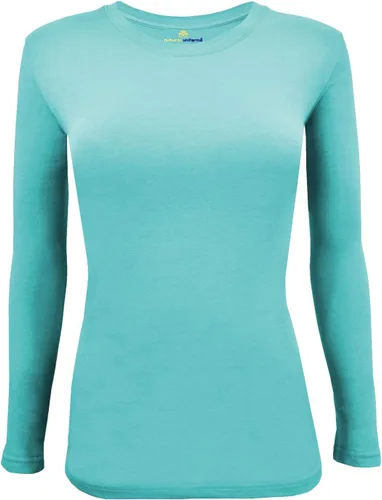 Vista 44 de Natural Uniforms Camiseta Under Scrub para mujer, cuello redondo, manga larga, paquete de 3, paquete múltiple de 3