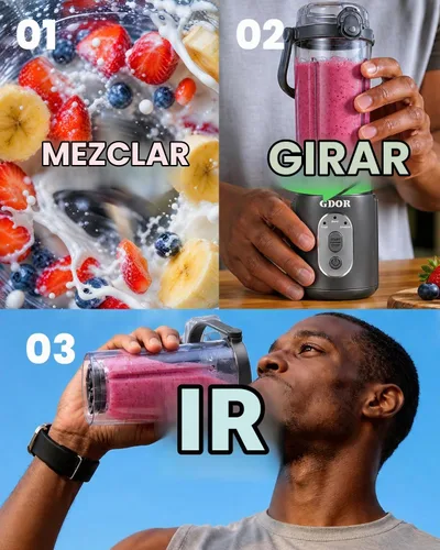 Vista 2 de GDOR Licuadora portátil, licuadora de batido inalámbrico Twist&Go 3