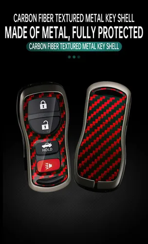 Vista 3 de ontto Funda para llave de automóvil Nissan 2002 en adelante, diseño de carbono, antiarañazos, para Infiniti FX35, FX45, QX4, color negro