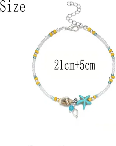 Vista 4 de Tobilleras de cadena de estrellas de mar, tobilleras para pies de playa, para mujeres y niñas