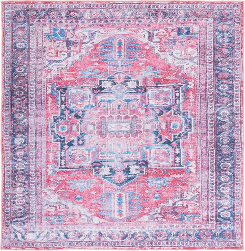 Vista 9 de SAFAVIEH Alfombra lavable Serapi Collection – 3 pies 3 pulgadas x 5 pies, azul marino y rojo, antideslizante y fácil de limpiar, ideal